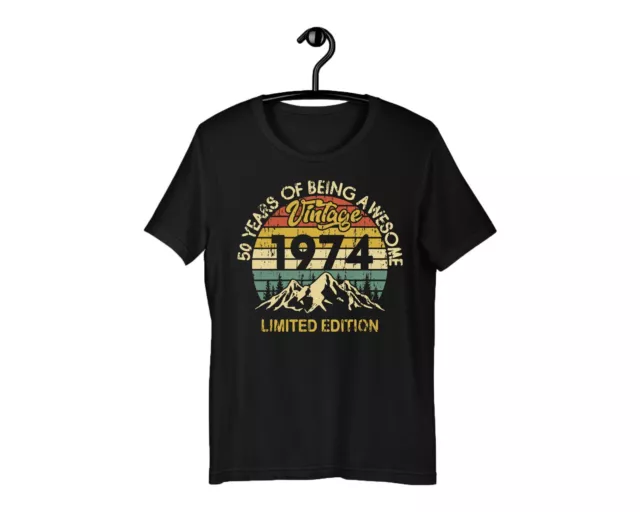 50th Birthday T-Shirt Vintage 1974 Gift 50 Years Awesome Fifty Men Women Tee Top