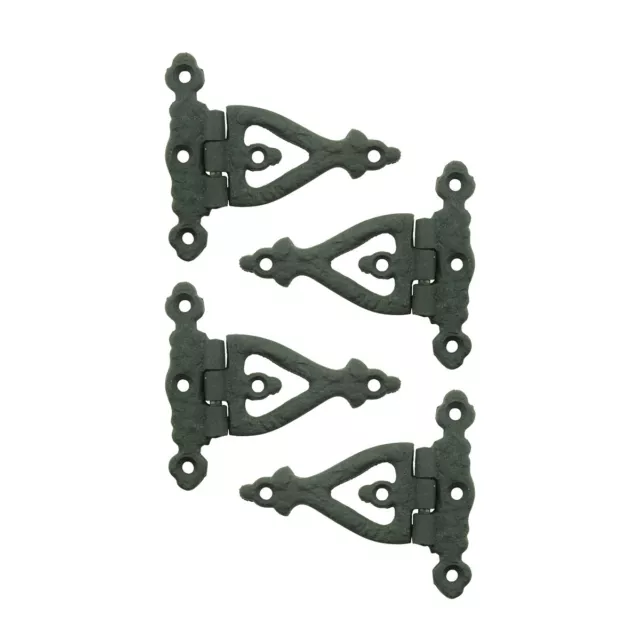 Black Wrought Iron Door Hinge Strap 3" RSF Finish Barn Door Hinges Pack of 4