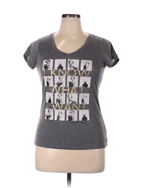 Marilyn Monroe Women Gray Short Sleeve T-Shirt XL