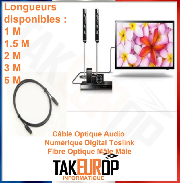 Cable Optique Audio Numerique Digital Toslink Fibre Optique Mâle Mâle Spdif 3