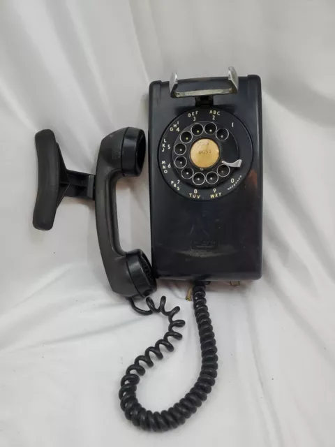 1960 Western Electric Model 554 Black Rotary Dial Wall Phone/ Shoudler brace