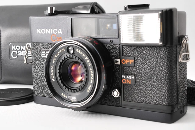 [COMO NUEVO] KONICA C35 EF con Builtin SpeedLight Canera con estuche 504489 de JAPÓN