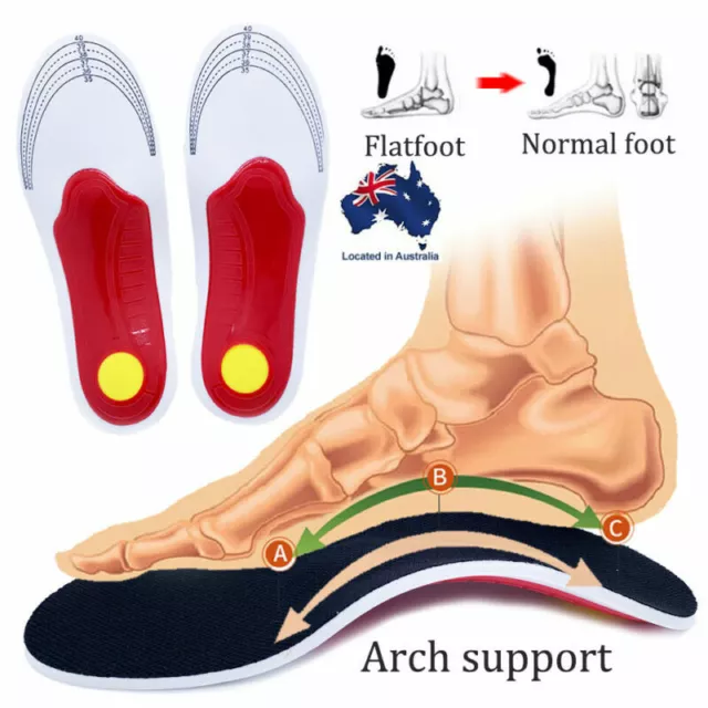 Unisex Orthotic Gel High Arch Support Insoles Gel Pad 3D Arch Support Flat Feet&