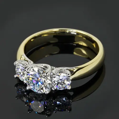 Bague d'éternité de mariage en diamant, taille ronde 2 carats, 3 pierres...