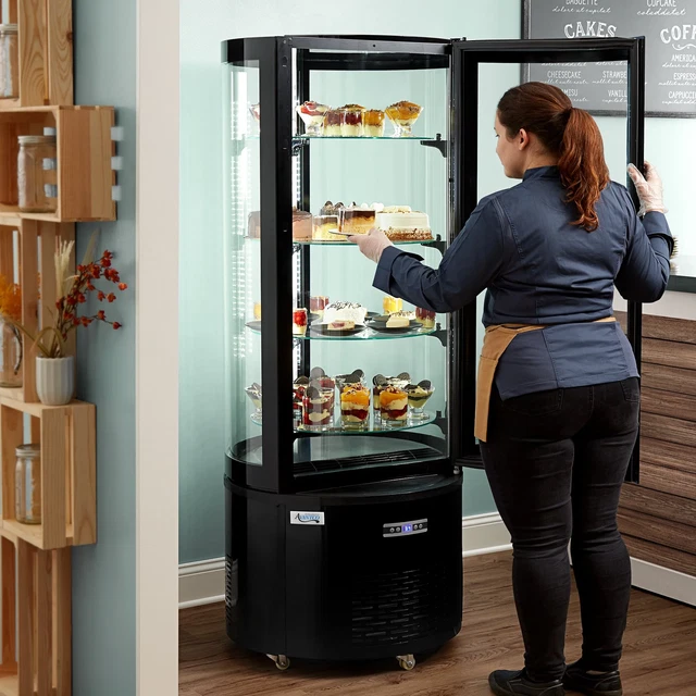 Black Circular Glass Refrigerated Display Case