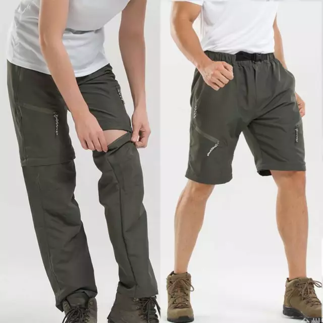 2 in 1 Mans Cargo Combat Pants Zip Off Detachable Walking Hiking Casual Trouser^ 2