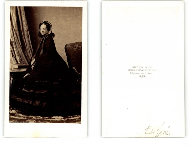 Photo Vintage Eugénie De Montijo Impératrice – Tirage Albuminé 1865 – Format 6,5x10,5 Cm – Collection