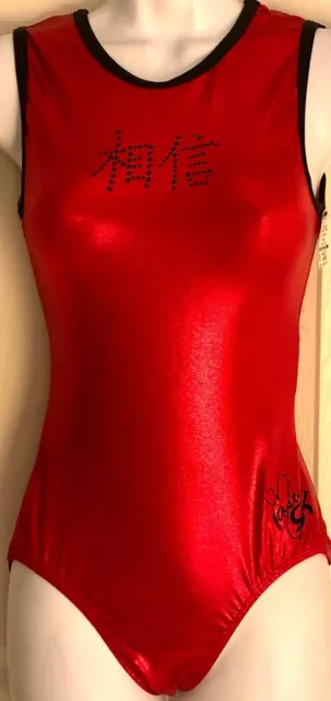 Nastia Liukin Gk Tank Ladies Large Red Foil Believe Chinese Symbol Leotard Al