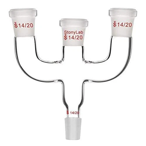 StonyLab 4 Way Claisen Distillation Adapter with 14/20 Joints Connecting Adap...