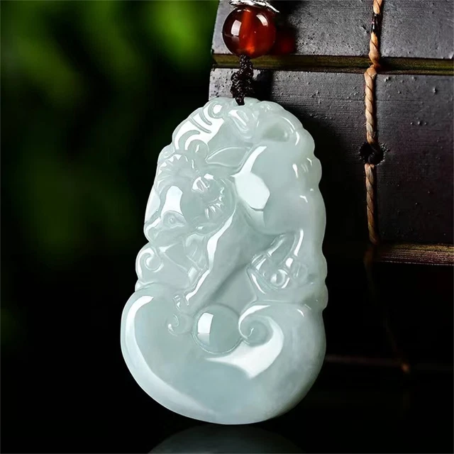 Natural Emerald Pendant light green A JADE JADEITE Necklace Chinese Zodiac