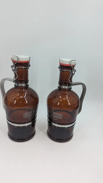 Pair Rock Bottom Brewery Saloon  Beer Growler Metal Handle 2L Lager Spirits 2012