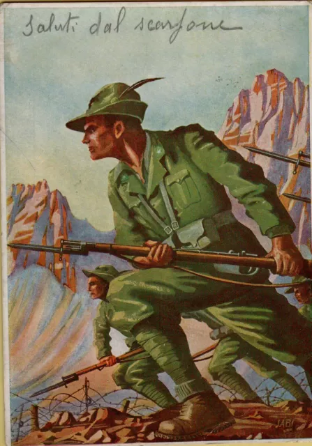 165641 Cartolina Alpino Illustrata Da Sabi E Spedita Nel 1949 Vedi Scan