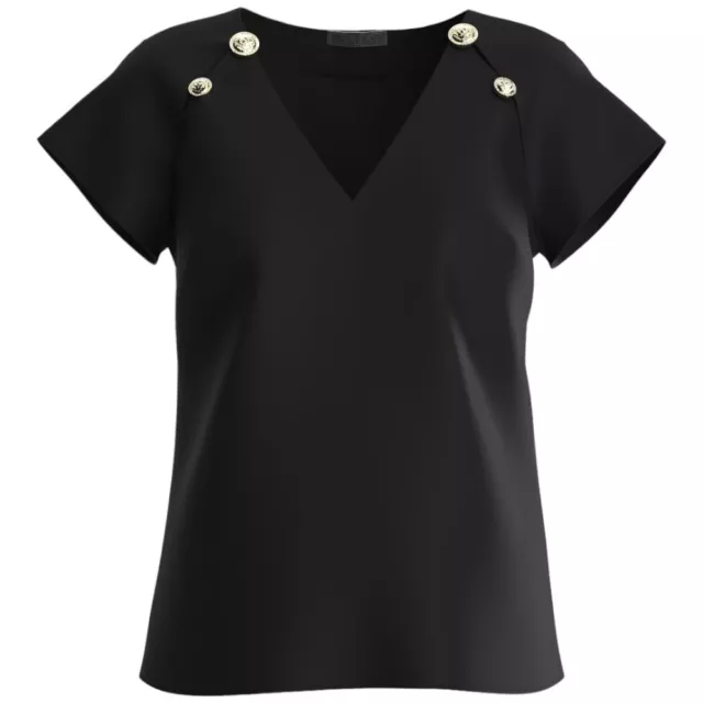 Guess T-Shirt Noir Avec Boutons Décorés Art. Neuf Mattea W4RH47 WFWX2