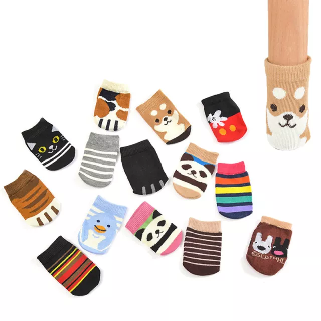 4Pcs Cute Cartoon Table Foot Socks Chair Leg Covers Floor Protectors SN❤