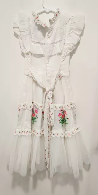 NELLYSTELLA Girls Size 8 White Tulle Tiered Dress Floral Embroidery Was $288 2