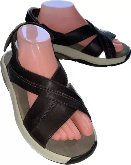 MBT Brown Leather Walking Sandals Womens Size 10.5 Rocker Toning 400124-01
