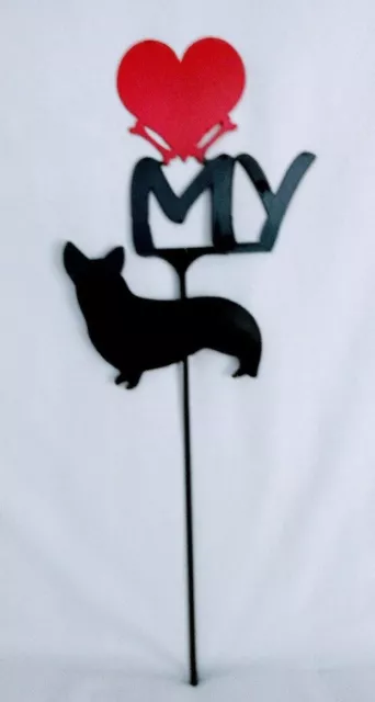 Pembroke Corgi Love(heart) Yard Sign Metal Silhouette Made in the USA