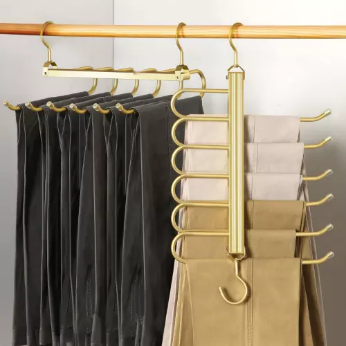 6 Layers Aluminum Hangers Space Saving Organizer Multi-Functional Rack Slacks