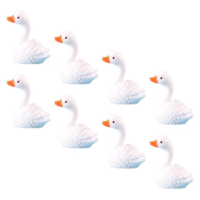 8 Pcs Ornements De Résine D'aquarium Figurines Cygne Animal Jouets D'extérieur