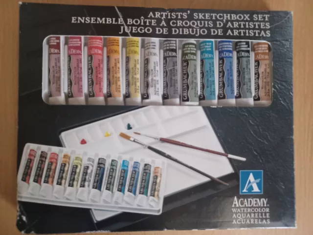 NEW Grumbacher Academy Watercolor Artists' Sketchbox Set - 2012, 16 pc