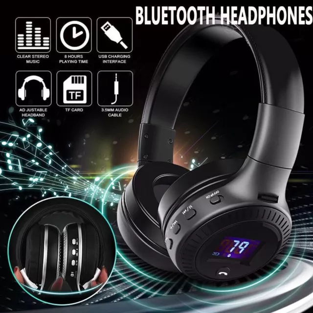 Wireless Headphone Foldable Bluetooth Headset w/Mic FM Radio Micro-SD Card Slot