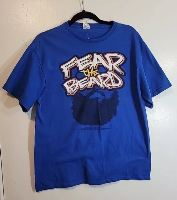 Delta Pro Weight Men’s T-shirt Fear The Beard Crew Neck T Shirt Blue  Size Large