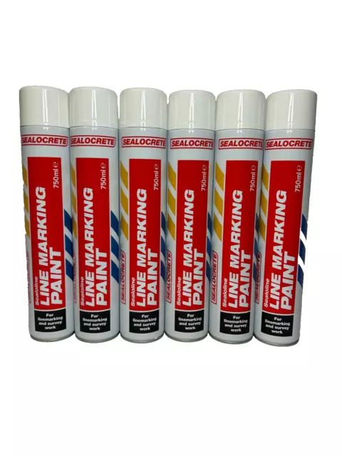 6 x Sealocrete white line marking Spray paint 750ml,fast drying