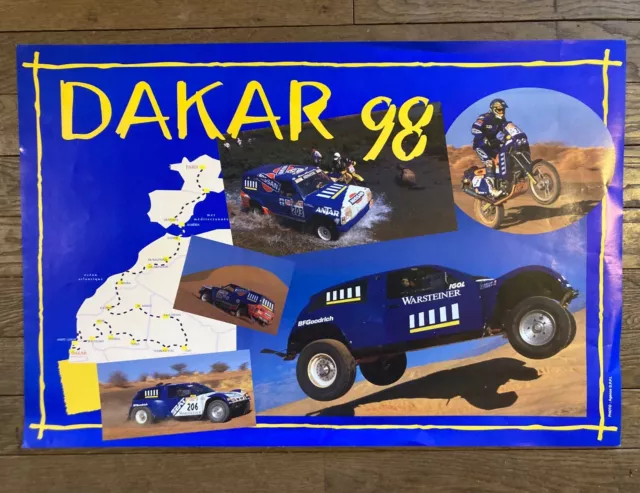 Affiche ancienne vintage poster course 40 X 60 cm  PARIS Dakar 98