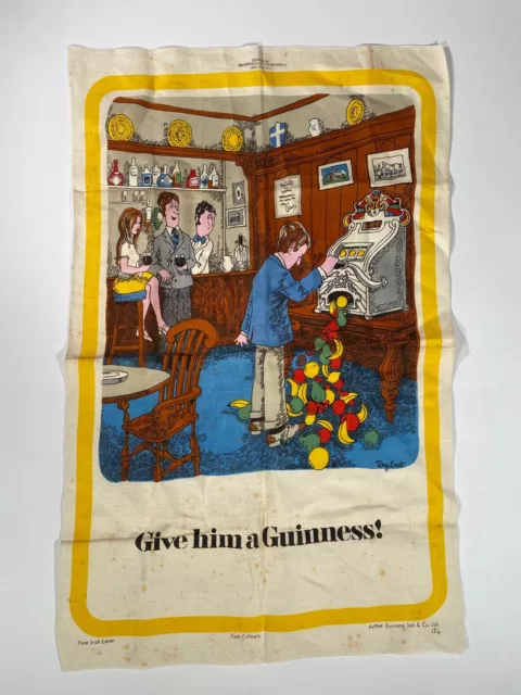 Vintage Irish Linen A. Guinness Bar Tea Dish Towel Wall Hanging Ireland Kitschy