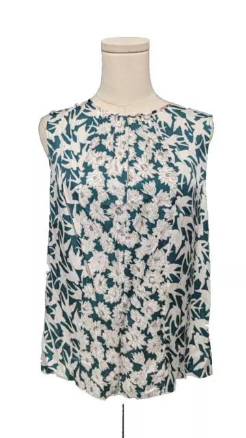 NWT REBECCA TAYLOR Size 6 Top Serene Floral Silk Blend Cutout Pleated Neck