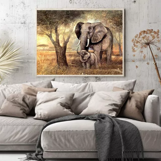 fr 11CT Printed Full Cross Stitch DIY Elephant Hand Painting Living Room Decorat