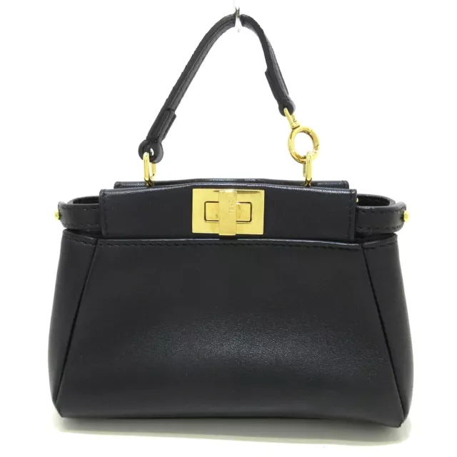 Auth FENDI Micro Peekaboo 8M0355 Black Leather - Handbag