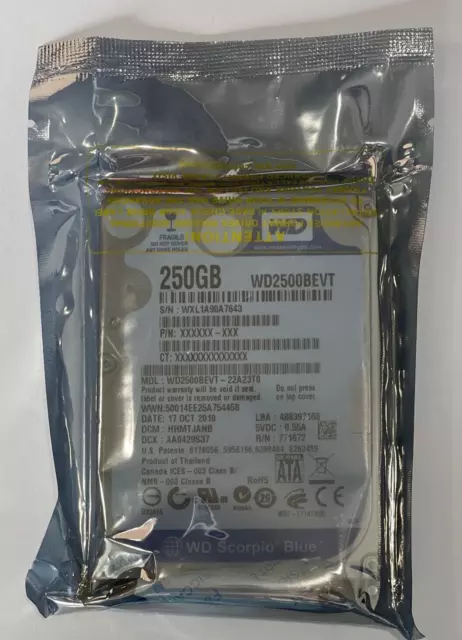 New!!! Western Digital Scorpio Blue 250Gb Internal 5400Rpm 2.5" (Wd2500Bevt) Hdd