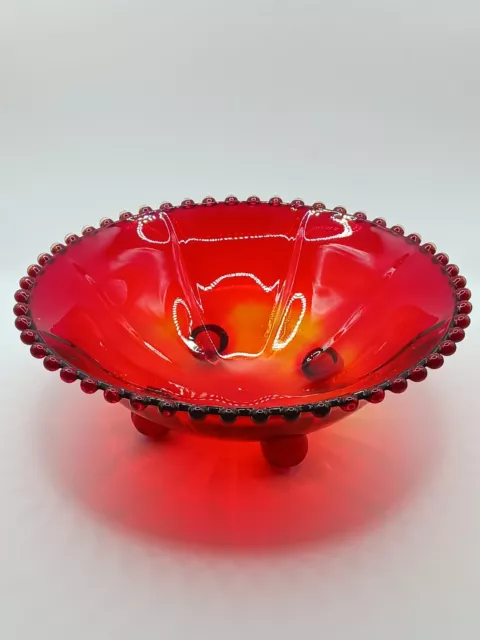 Amberina Glass Bowl Candlewick Imperial 4 Footed  8.25"