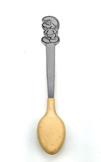 Vintage 80s Smurfs Peyo Danara  Baby Stainless Steel Spoon Taiwan #C1