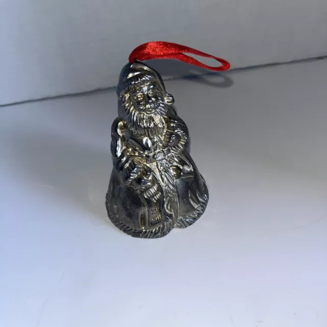 Vintage Godinger Silver Plated Santa Clause Bell , Ornament Aged Finish