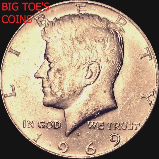 1969-D Kennedy Half Dollar, 40 % Silver, Very Beautiful Coin, Fast Shipping