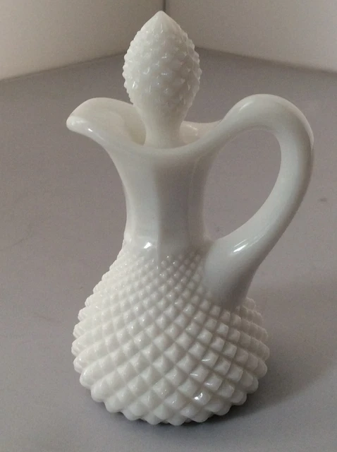 Vintage WESTMORELAND English Hobnail Milk Glass Cruet w/Stopper