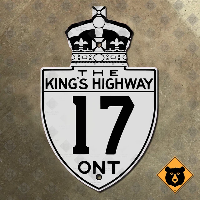 ONTARIO KING'S HIGHWAY 17 route marker road sign Canada 1930s Trans