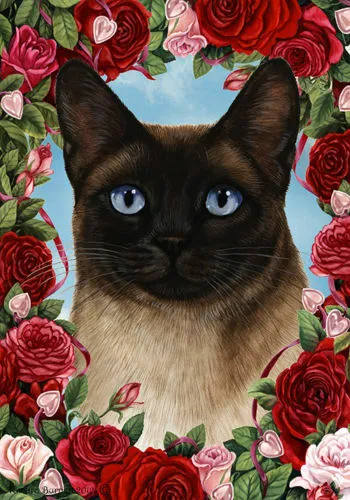 Roses Garden Flag - Siamese Cat 199531