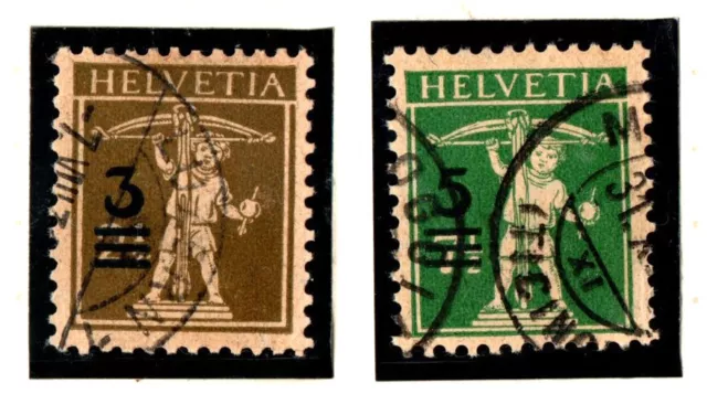 Schweiz Briefmarken Satz Mi. 239-240 Tellknabe Aufdruck 1930 gestempelt (CH134)