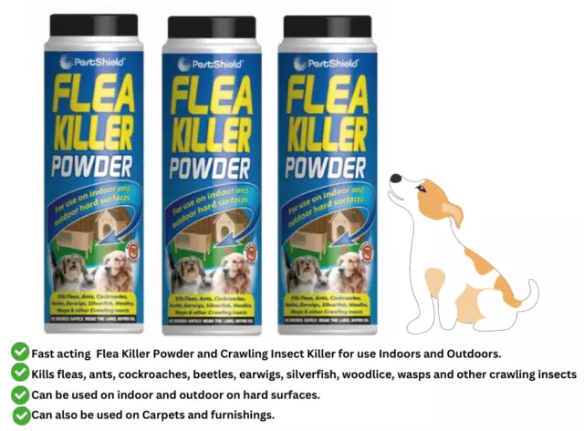 3X 200G FLEA KILLER POWDER Ants Earwigs Household Outdoor Pest Control Treatment