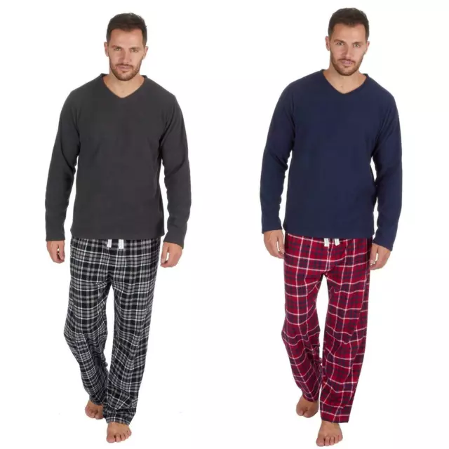 Mens/Boys Matching Pyjamas/Pjs Winter Cosy Brushed Fleece Pajama set Long Sleeve