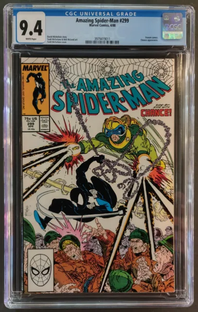 Amazing Spider-Man #299 Cgc 9.4 Marvel Comics 1988 - Venom 1St Cameo Appearance