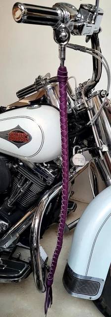 Ensemble Fouets Et Lacet Portefeuille En Cuir Noir Pour Moto - Style Custom