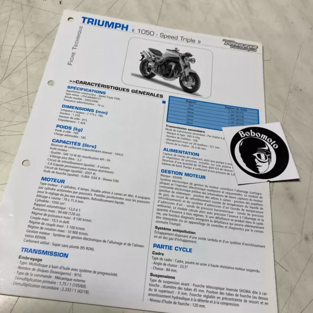 Triumph 1050 Speed Tripla T590 2005 2006 Scheda Tecnica Motocicletta Sospensione