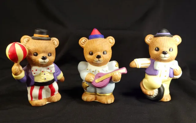 Set of 3 Homco Circus Bears Porcelain Figurines #1449 Collectibles EUC