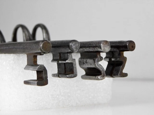 4.5/8" Lot of 4 Antique French Key,Made 19th Century,Hand Forged,Rustic key #41
