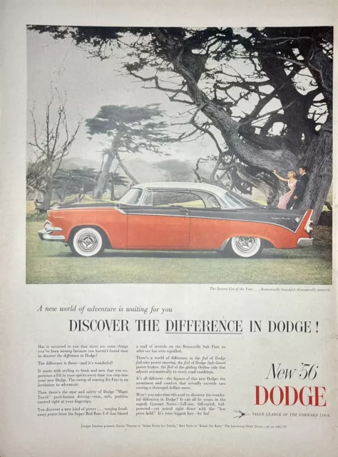 Vtg Print Ad 1956 Dodge Discover the Difference Retro Car Auto Garage Man Cave