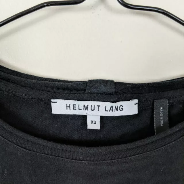 Helmut Lang Womens XS Cut Out Short Sleeve Crew Neck Pocket Tee Black Plaid 3